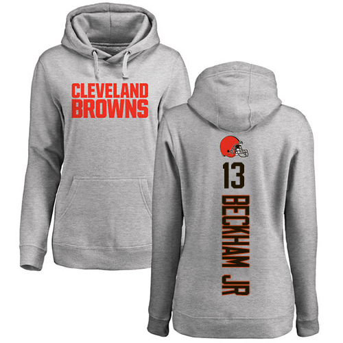 Cleveland Browns Odell Beckham Jr Women Ash Jersey #13 NFL Football Backer Pullover Hoodie Sweatshirt->women nfl jersey->Women Jersey